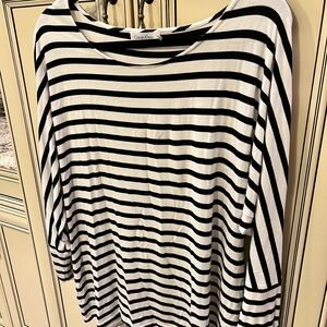 Calvin Klein Striped Long Sleeve Top - Black and White